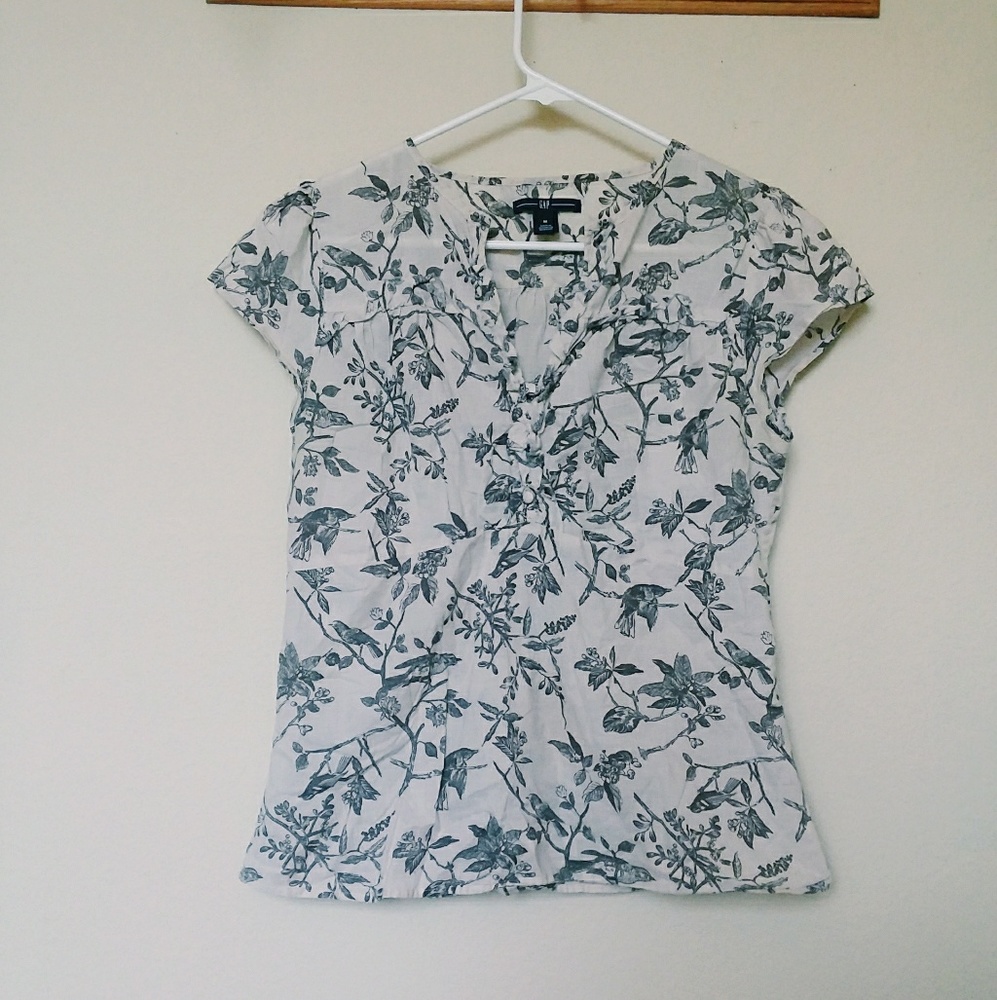 GAP Black and cream bird blouse